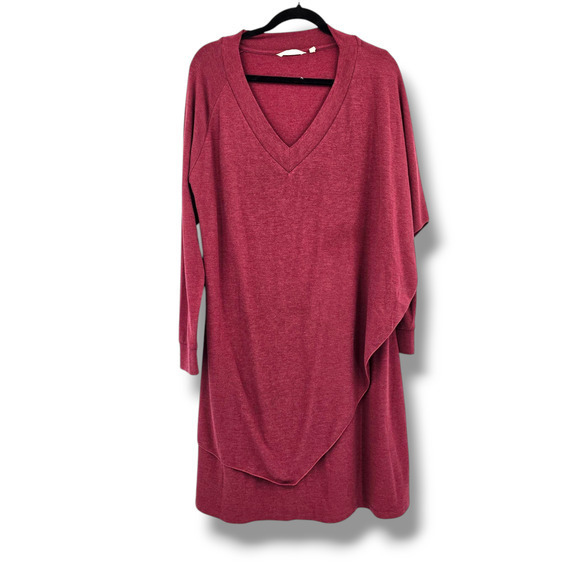 Soft Surroundings Women's Marla Knit Asymmetrical Overlay Dress Red Size Large - Picture 1 of 10